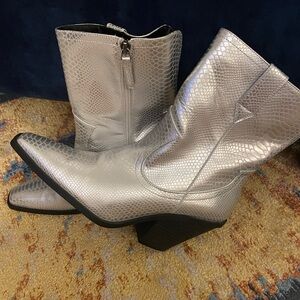 Silver Snakeskin Women's Boots